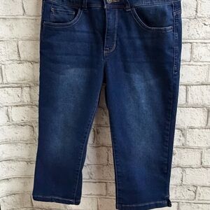 Woman’s Capri Jeans in Deep Indigo Blue Curve Appeal Denim Capris